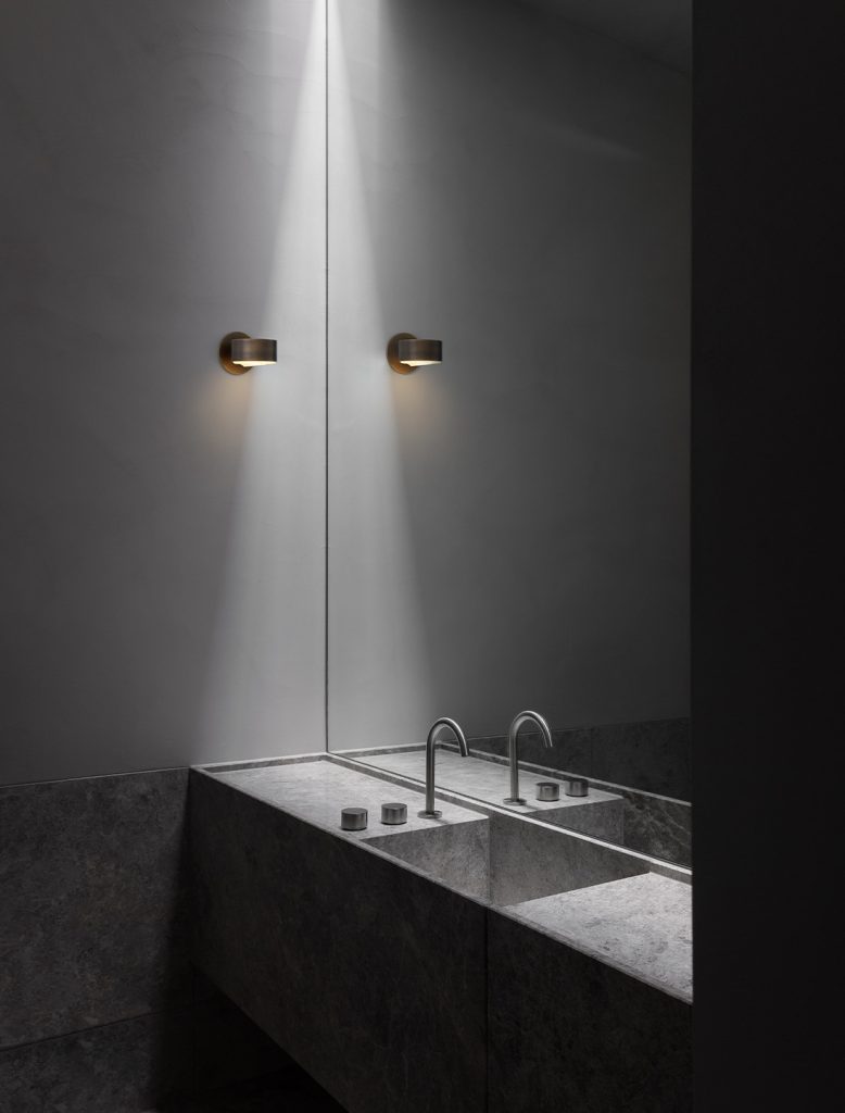 Articolo Studios Luxury Lighting Occhi Fixed Wall Sconce in Bathroom