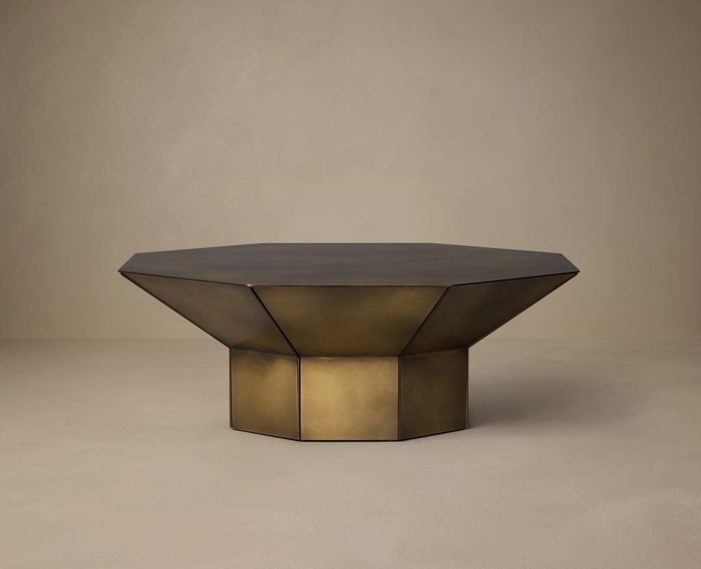 Articolo Studios Luxury Furniture Flare Coffee Table in Burnished Brass with Bronze Fins