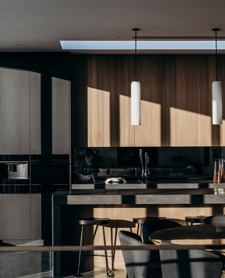 Articolo Studios Luxury Lighting Float Pendants in Kitchen of The Ridge Nelsons Bay