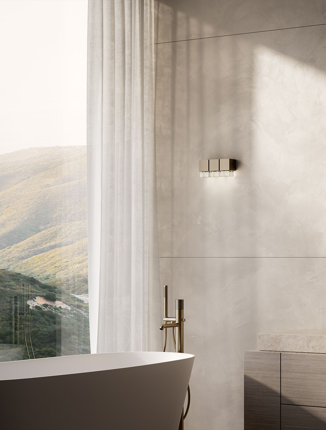 Articolo Studios Luxury Lighting Cubo Triple Wall Sconce in bathroom Visualisation