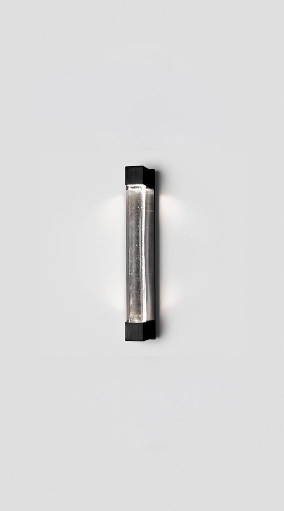 Articolo Studios Luxury Lighting Fini Mini Wall Sconce in Black Electroplate and Clear