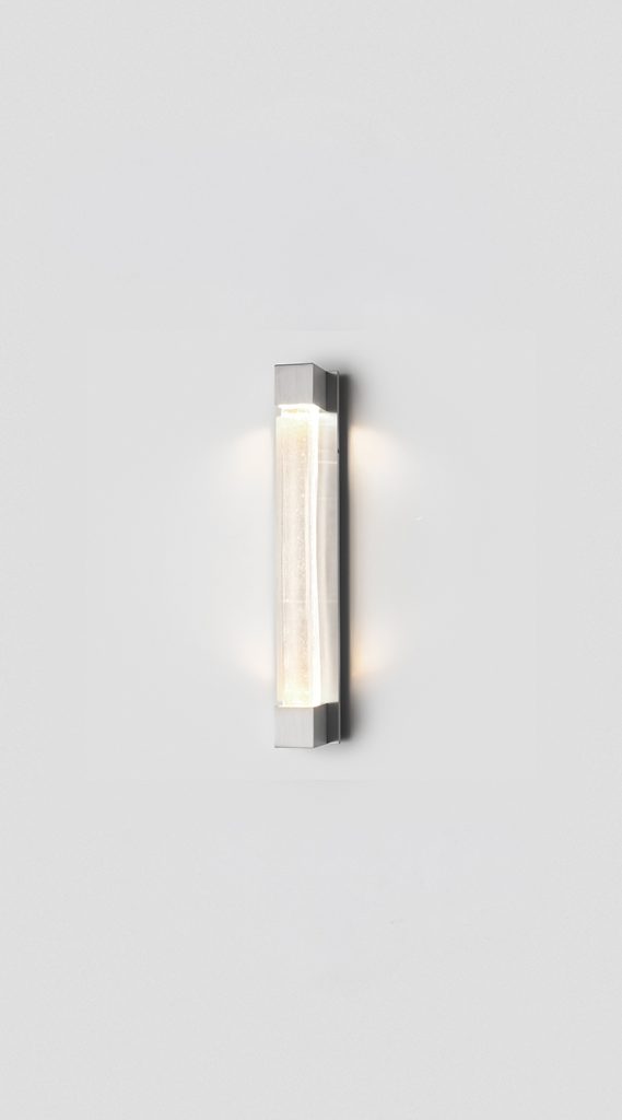 Articolo Studios Luxury Lighting Fini Mini Wall Sconce in Satin Nickel and Clear Shade