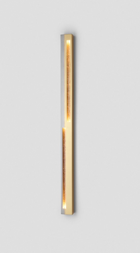 Articolo Studios Luxury Lighting Seam Mirror Extra Large Wall Sconce in Stainless and Brass